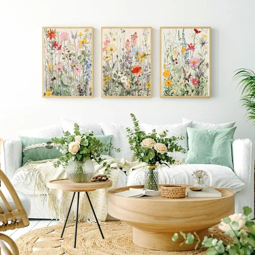 Miniatura 2 de Kit de pintura por números para adultos con marco de madera, kit de pintura por números de flores silvestres para adultos, kit de pintura acrílica