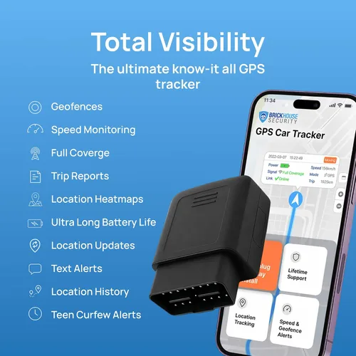 Miniatura 3 de Brickhouse Security Rastreador GPS para vehículos, dispositivo de seguimiento TrackPort OBD II, rastreador para ubicación y velocidad del automóvil