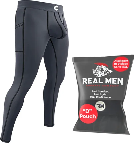 Real Men D Pouch - Pantalones de compresión para hombre, leggings para hombre, pantalones de yoga, medias, capa base para hombres clima frío