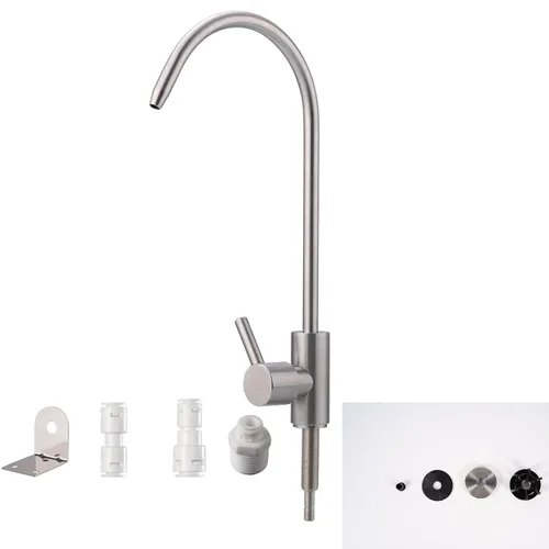 Grifo de agua potable para la mayoría de ósmosis inversa y filtración de agua. Grifo de fregadero de acero inoxidable SUS304 níquel cepillado.
