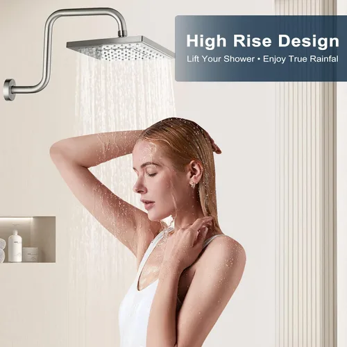 Miniatura 8 de BRIGHT SHOWERS Brazo de extensión de cabezal de ducha de 33 cm con brida en forma de "S" elevador de alto alcance, brazo largo de tubo de ducha