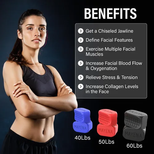 Miniatura 5 de Ejercitador de mandíbula para hombres y mujeres Juego de 3 niveles de resistencia de silicona para mandíbula Modelo mejorado de fuerza central