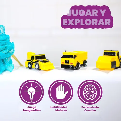 Miniatura 7 de Tub Works® Construction™ Trucks - Juguetes de baño sin moho, paquete de 6 Diseño de juguetes de baño sellados y sin agujeros que mantiene