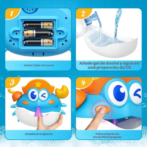 Miniatura 5 de Juguetes de baño, juguetes de baño para bebés con luz, máquina de burbujas de baño con luz RGB colorida, excelente regalo de cumpleaños para niños