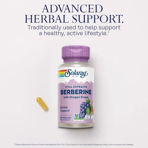 Miniatura 3 de SOLARAY Berberina 250mg - Suplemento de berberina para un estilo de vida saludable y activo - con berberina HCl de Indian Barberry Plus Oregon Grape