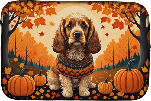 Miniatura 36 de Caroline's Treasures DAC1042DDM Tapete de secado de platos de otoño con perro salchicha absorbente para secar platos para encimera de cocina, tapete