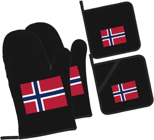 Miniatura 2 de Norway Flag - Juego de 4 manoplas de horno resistentes al calor