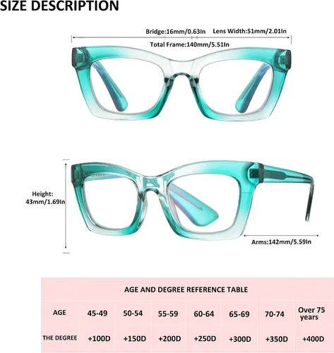 Miniatura 2 de Paquete de 3 gafas de lectura estilo Oprah con bisagra de resorte, bloqueo de luz azul, para computadora, montura cuadrada para mujeres y hombres