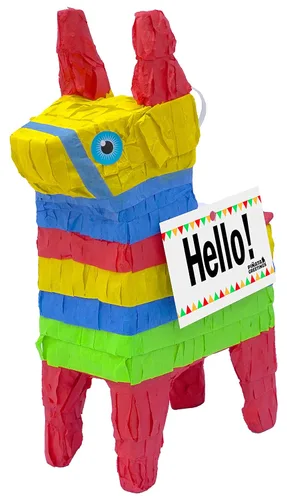 Miniatura 11 de Bonita piñata de burro de 12 pulgadas prerellena con cantidades variadas de caramelos populares y etiqueta de mensaje adjunta para amigos, familia