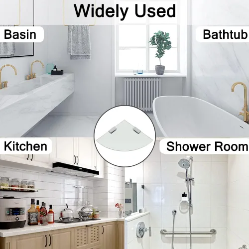 Miniatura 7 de SAYAYO Estante esquinero de vidrio para pared, estantes de vidrio flotante templado para baño, 1 unidad, transparente