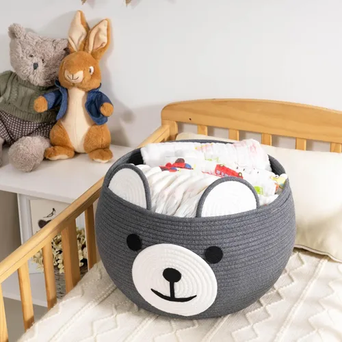 Miniatura 6 de CherryNow Woven Rope Basket, Bear Baskets for Gifts Empty, Large Storage Basket for Living Room Nursery, Decorative Animal Baskets with Handles