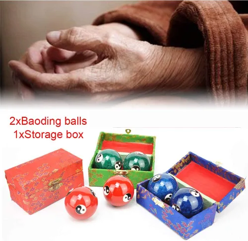 Miniatura 6 de Xiaokeis 2 pelotas de Baoding, bolas chinas para ejercicio de salud, balón de mano de masaje de meditación con caja, pelota de ejercicio de mano