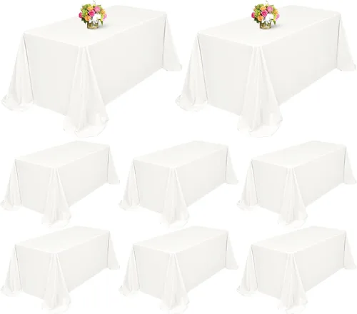 Miniatura 139 de Showgeous Paquete de 4 manteles rectangulares de poliéster de 60 x 102 pulgadas, resistentes a las arrugas, lavables, para bodas, mesas de comedor