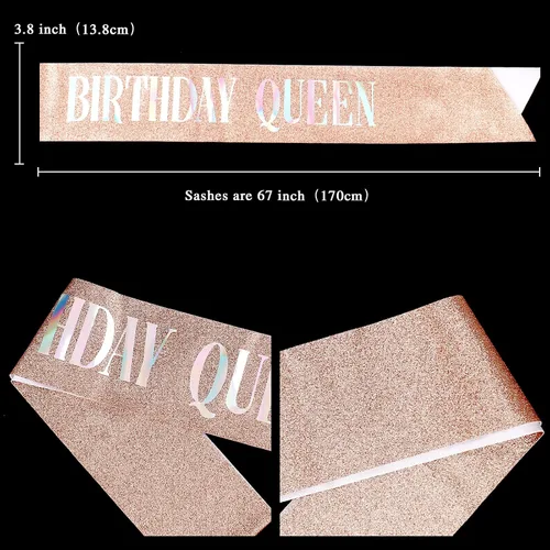 Miniatura 4 de CIEHER Kit de banda y tiara de diamantes de imitación para cumpleaños, corona de oro rosa con peines para mujer, elegante tiara de princesa