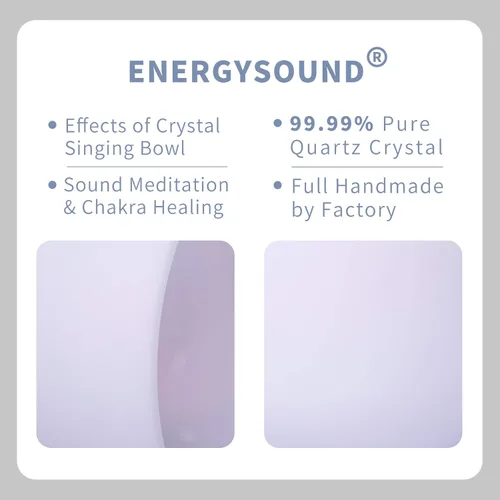 Miniatura 5 de ENERGYSOUND 432Hz A note 3rd Eye Chakra - Cuenco de cristal de cuarzo esmerilado de 8 pulgadas con caja resistente, mazo y junta tórica incluidos