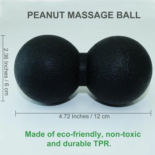 Miniatura 2 de Pelota de masaje dura en forma de maní, bola de masaje doble Lacrosse. Rodillo de masaje de tejido profundo y pelota de movilidad para terapia Negro