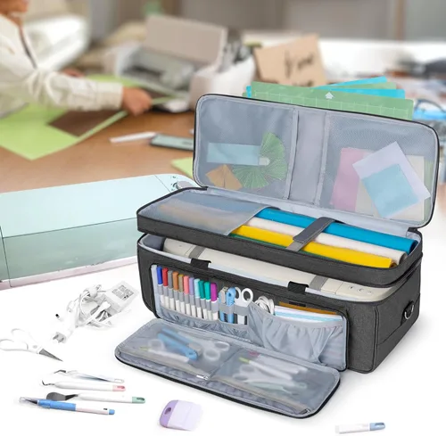 Miniatura 7 de LUXJA Estuche de transporte de doble capa con bolsillo para alfombrilla de corte para Cricut Maker 4, Maker 3, Explore 4, Explore 3, Explore Air 2