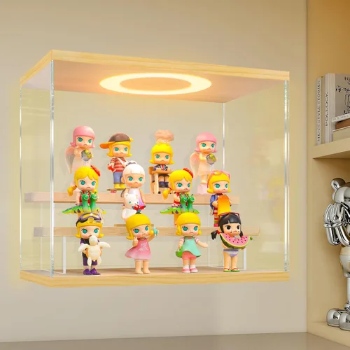 Miniatura 16 de LANSCOERY vitrina acrílica con iluminación LED, caja de exhibición de 5 niveles para coleccionables y figuras de acción, organizador transparente a