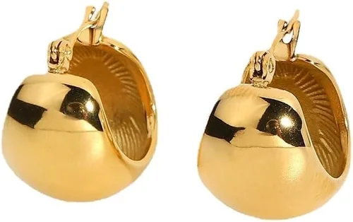Miniatura 108 de Aretes de aro gruesos de oro para mujer, chapados en oro de 14 quilates, aretes de aro triple, hipoalergénicos, a la moda, aretes de aro gruesos