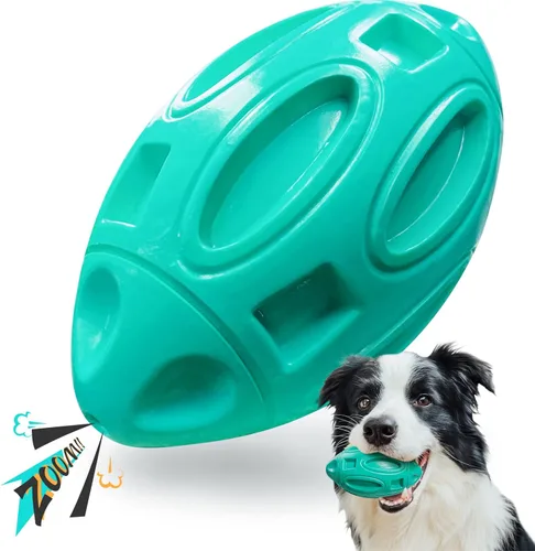Miniatura 9 de EASTBLUE Juguetes para perros con sonido para masticadores agresivos: Bola de goma para cachorros con chirriador, juguete para mascotas casi