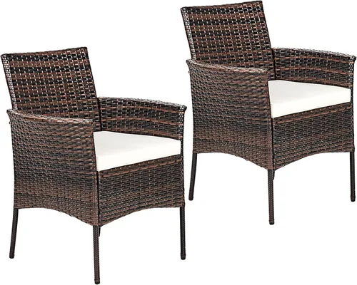 Miniatura 10 de Tangkula Patiojoy - Juego de 4 sillas de comedor para exteriores, de polietileno, resistentes a la intemperie, con cojines extraíbles, para jardín