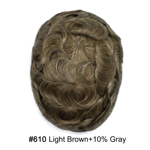 Miniatura 2 de Toupee Hair Piece For Men 100% Real Human Hair System Natural Looking Hairpieces For Men Hair Units Protesis Capilar Para Hombre 8''X10'' #610#6