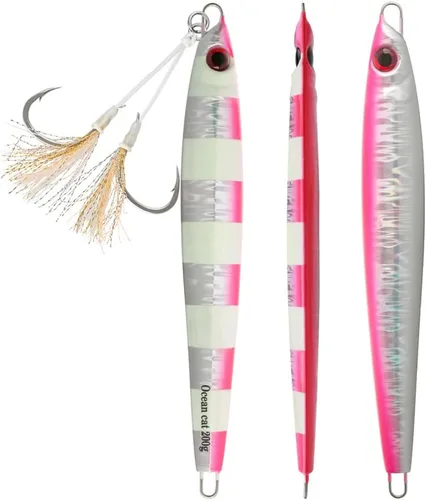 Miniatura 8 de OCEAN CAT Plomo de metal plano de caída lenta pesca señuelos hundimiento vertical cebo de jigging con gancho de mariposa para pesca de agua salada