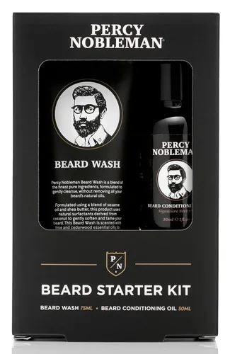 Miniatura 13 de Percy Nobleman Kit de aseo para barba: juego de regalo con aceite perfumado para barba (1.7 onzas líquidas), lavado de barba (1.7 onzas líquidas)