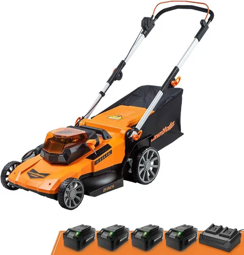 Miniatura 13 de LawnMaster 20VMWGT Cortacésped de 24V Máx de 13 pulgadas y Recortadora de Césped de 10 pulgadas Combo con 2x4.0Ah Baterías y Cargador