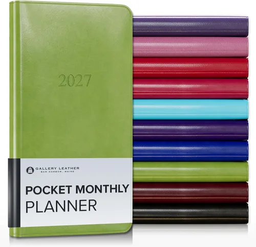 Miniatura 68 de Gallery Leather Agenda Mensual Grande 2025-2026, Elegantemente Encuadernada Planificador de Calendario y Cuaderno con Elegantes Bordes Dorados, 18