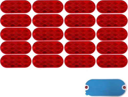 Miniatura 14 de All Star Truck Parts Reflectores ovalados rojos/ámbares autoadhesivos o con montaje para taladrar, montaje rápido SAE 13 DOT (Rojo, 6)