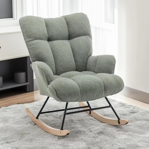 Miniatura 15 de Mecedora de peluche para bebé, tapizado para bebé, para adultos, para interiores, cómodas sillas de lactancia compactas de sherpa para espacios