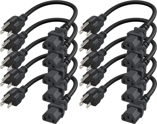 Miniatura 8 de CableCreation [Paquete de 5] Cable de alimentación universal de 1 pie 18 AWG para cable NEMA 5-15P a IEC320C13, 1.0 ft / negro