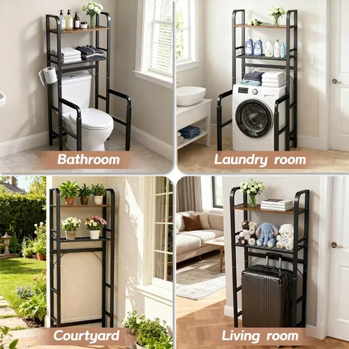 Miniatura 8 de Riel de seguridad para inodoro con almacenamiento, asas de inodoro ajustables para ancianos y personas mayores, accesorios de baño