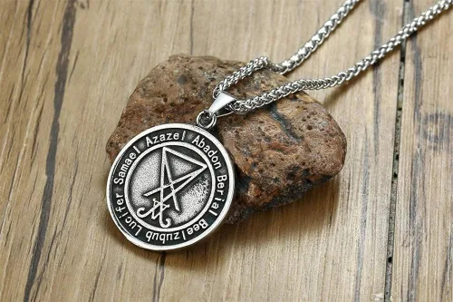 Miniatura 6 de Collar de acero inoxidable de la iglesia de Satanás para hombre Acero inoxidable No es una piedra preciosa