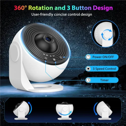 Miniatura 6 de Proyector de galaxia para dormitorio, proyector de estrellas de imagen HD, luz de galaxia con perilla ajustable, 13 discos de película, planetario