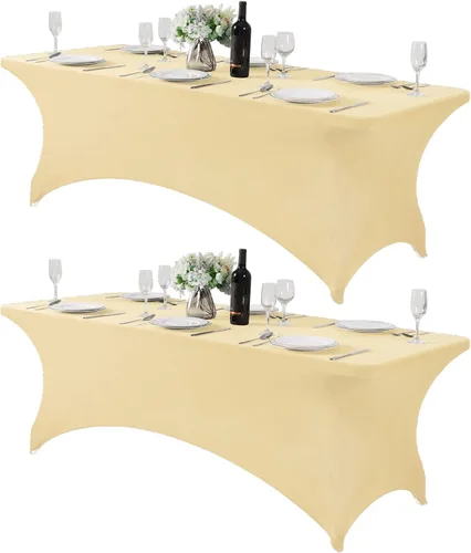 Miniatura 143 de Mantel de elastano para mesas de 4, 6 u 8 pies, mantel elástico universal ajustable para fiestas, banquetes, bodas y eventos - Verde manzana