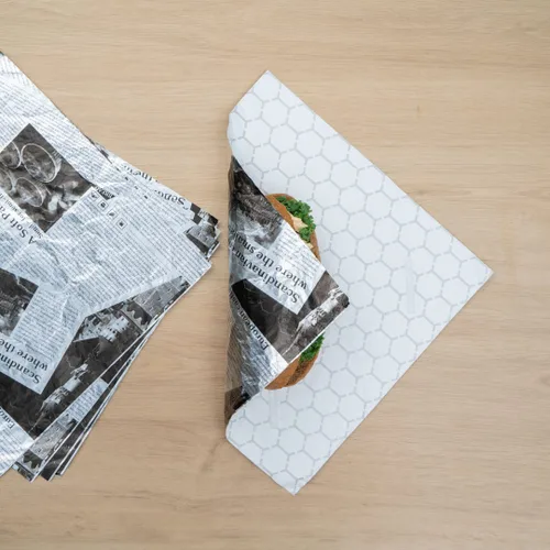 Miniatura 6 de Restaurantware Foil Lux - Envolturas para sándwich de 12 x 12 pulgadas, 500 revestimientos aislados para cestas de alimentos, papel de periódico