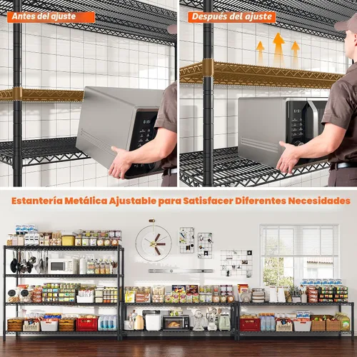 Miniatura 5 de REIBII Estantería de almacenamiento de 60" de ancho 2878LBS Unidad de estante de metal con ruedas Estantería de garaje resistente Estanterías