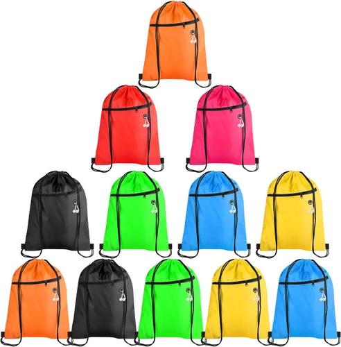 KUUQA Bolsas de mochila con cordón a granel con bolsillo con cremallera y agujero para auriculares, Con color, Viajar