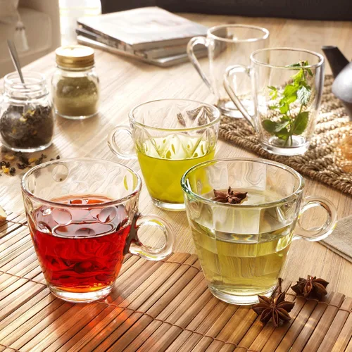 Miniatura 8 de Bormioli Rocco Juego de tazas de café de cristal, (paquete de 6) de 10¾ onzas con mango cómodo, vasos de té para bebidas calientes/frías