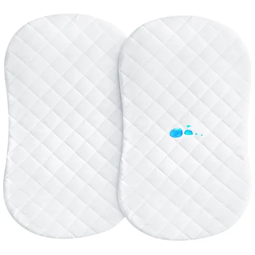 Miniatura 9 de Funda de colchón de moisés para colchón de reloj de arena/moisés ovalado, protector de colchón impermeable acolchado para moisés (32 x 17 pulgadas)
