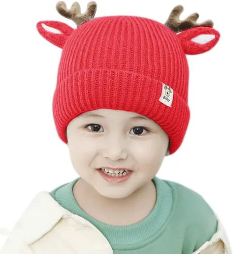 Miniatura 2 de Gorro para bebé, lindo cuerno, reno de ganchillo, gorro de punto para invierno, cálido para niños y niñas