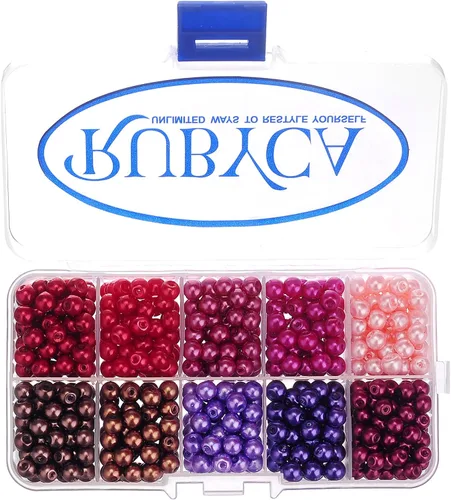 Miniatura 10 de RUBYCA Kit de cuentas redondas de vidrio checo para fabricación de joyas con caja de contenedores (600 piezas de 0.236 in de colores surtidos)