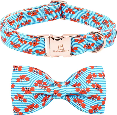 Miniatura 18 de Lionheart glory Collar de perro con lazo azul con lazo estampado de tiburón, collar para perro niño o niña, suave, duradero, ajustable, para perros