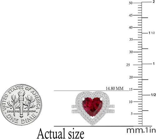 Miniatura 53 de Dazzlingrock Collection Juego de anillos de compromiso de doble halo con diamantes naturales redondos y piedras preciosas creadas en laboratorio