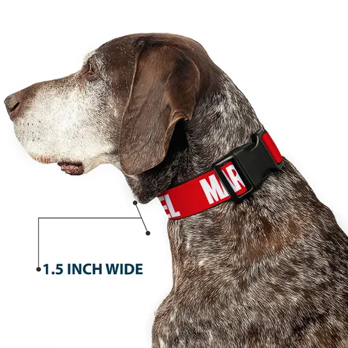 Miniatura 7 de Collar de perro Clip de plástico Marvel Red Brick Logo Rojo Blanco 9 a 15 pulgadas 1.0 pulgadas de ancho