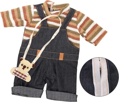 Miniatura 3 de Miunana Vestido de muñeca de bebé de 13 a 16 pulgadas con mochila de oso apto para muñeca de 13.8-17.7 in, vestido de una sola pieza, overol de oso