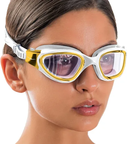 Miniatura 16 de AqtivAqua DX - Gafas de natación con visión amplia para adultos, hombres y mujeres, antiempañamiento y sin fugas Gafas negras + funda plateada