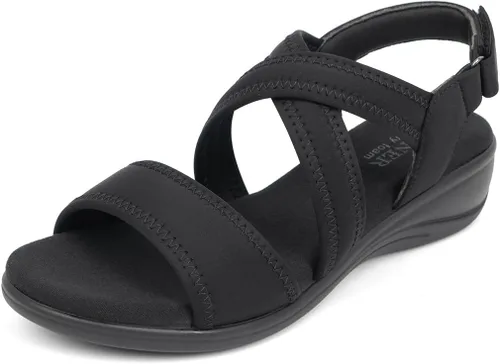 Sandalias ortopédicas para mujer, de cuña baja, cómodas para caminar, con soporte de arco ortopédico, sandalias casuales con espuma viscoelástica